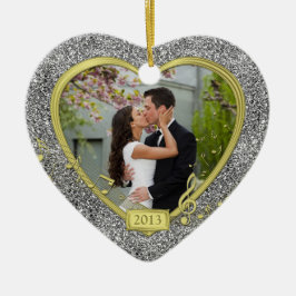 Eerste kerst samen Foto Hart Xmas Keramisch Ornament