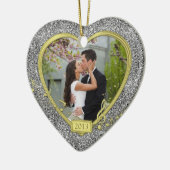 Eerste kerst samen Foto Hart Xmas Keramisch Ornament (Links)