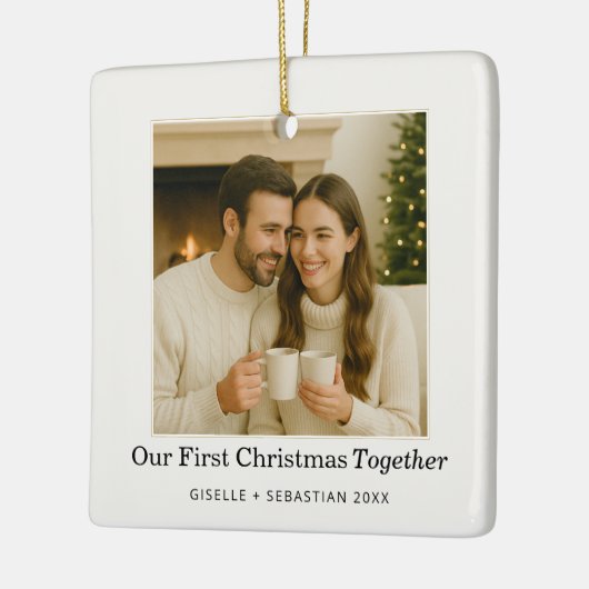 Eerste kerst samen foto Keepsake Keramisch Ornament (Links)