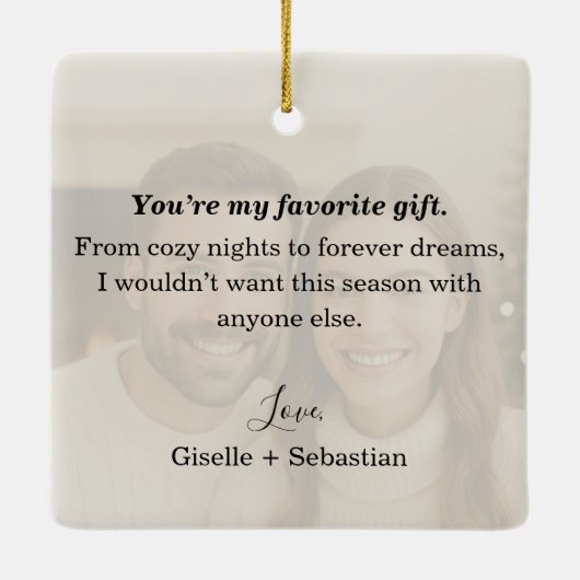 Eerste kerst samen foto Keepsake Keramisch Ornament (Achterkant)