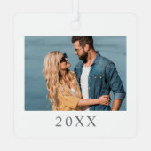 Eerste kerst samen foto Keepsake Metalen Ornament (Achterkant)