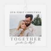 Eerste kerst samen foto Keepsake Metalen Ornament (Voorkant)