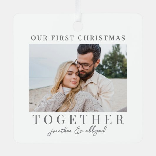 Eerste kerst samen foto Keepsake Metalen Ornament (Voorkant)