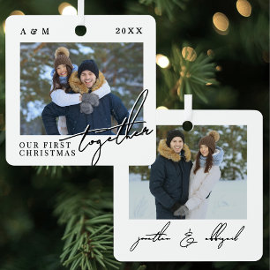 Eerste kerst samen foto metalen ornament