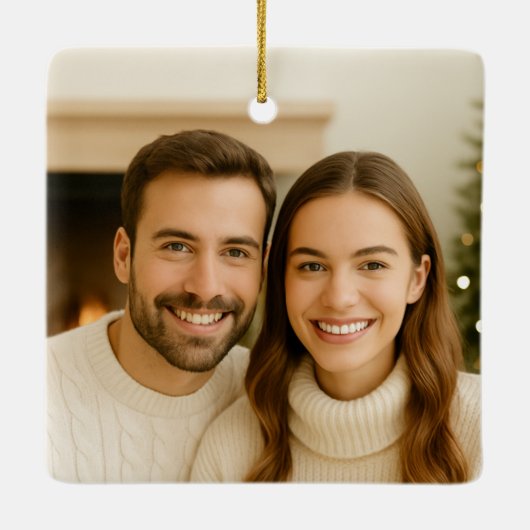 Eerste kerst samen Foto Vakantie Keepsake Keramisch Ornament (Achterkant)