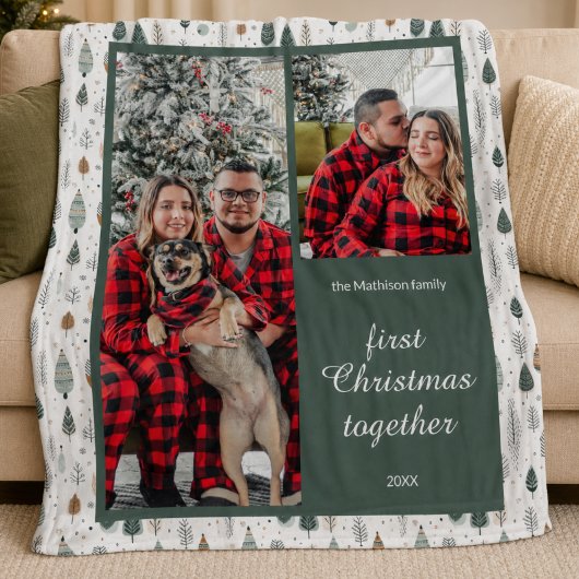 Eerste kerst samen foto van stel fleece deken