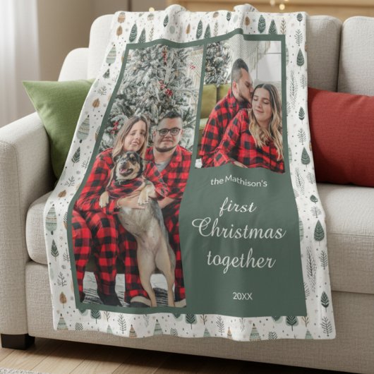 Eerste kerst samen foto voor koppels fleece deken