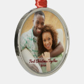 Eerste kerst samen getrouwd stel metalen ornament (Rechts)