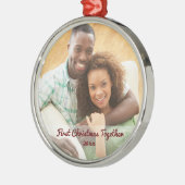 Eerste kerst samen getrouwd stel metalen ornament (Links)