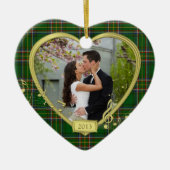 Eerste kerst samen Ierse Tartan Photo Xmas Keramisch Ornament (Voorkant)