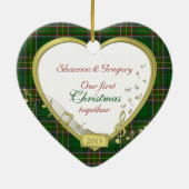 Eerste kerst samen Ierse Tartan Photo Xmas Keramisch Ornament (Achterkant)