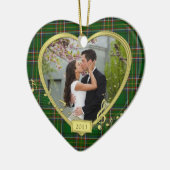 Eerste kerst samen Ierse Tartan Photo Xmas Keramisch Ornament (Links)