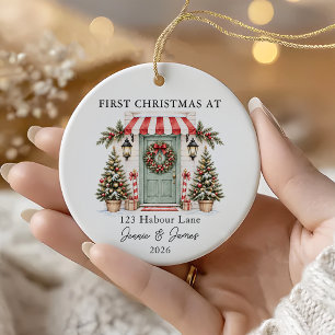 Eerste kerst samen in een nieuw huis keramisch ornament