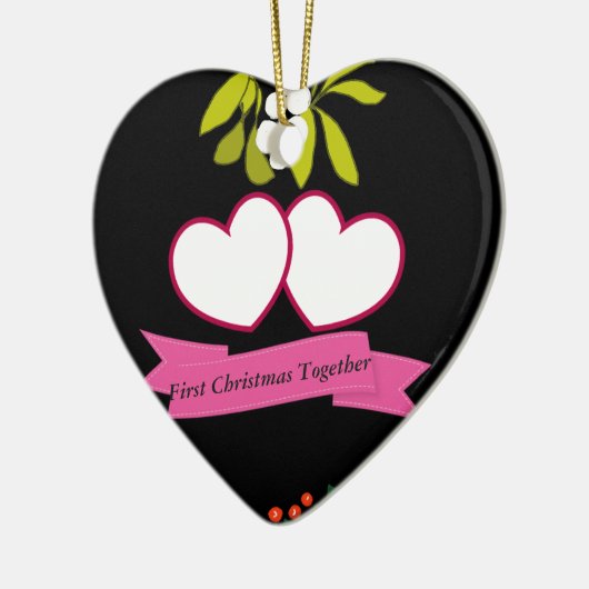 Eerste kerst samen jubileum bewerkbaar keramisch ornament (Links)