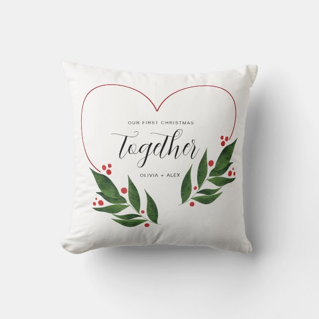 Eerste kerst samen kerstcadeau voor koppel kussen (Voorkant)
