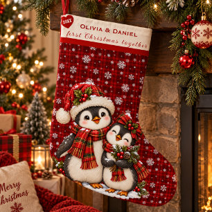 Eerste kerst samen met de pinguïn met eigen namen kleine kerstsok
