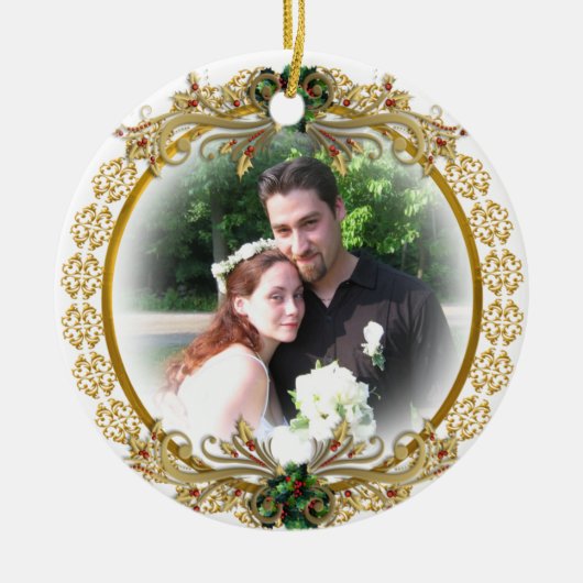 Eerste kerst samen met foto keramisch ornament (Voorkant)