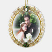Eerste kerst samen met foto keramisch ornament (Links)