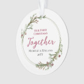 Eerste kerst samen Minimal Wreath Foto Ornament (voorkant)
