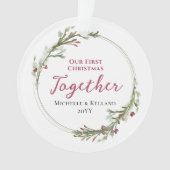 Eerste kerst samen Minimal Wreath Foto Ornament (voorkant)