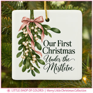 Eerste kerst samen mistletoe foto keramisch ornament
