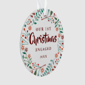 Eerste kerst samen modern bloemstuk koppel foto ornament (voorkant)