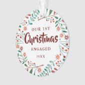 Eerste kerst samen modern bloemstuk koppel foto ornament (voorkant)