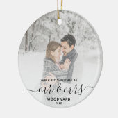 Eerste kerst samen na het huwelijk - aangepaste fo keramisch ornament (Links)