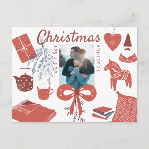 Eerste kerst samen nieuwe paar foto groet briefkaart