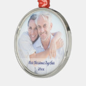 Eerste kerst samen paar foto monogram metalen ornament (Links)