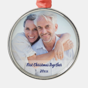 Eerste kerst samen paar foto monogram metalen ornament