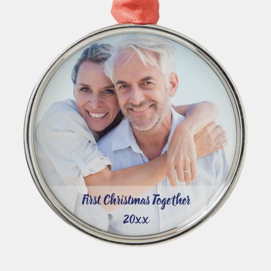 Eerste kerst samen paar foto monogram metalen ornament (Voorkant)