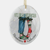 Eerste kerst samen paar in Sokken Keramisch Ornament (Rechts)