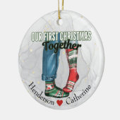Eerste kerst samen paar in Sokken Keramisch Ornament (Links)