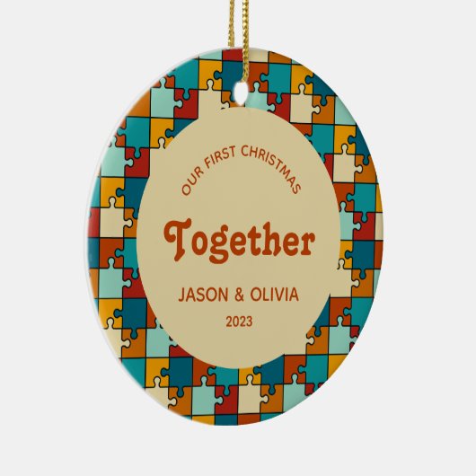 Eerste kerst samen  puzzel foto keramisch ornament (Rechts)