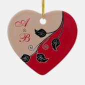 Eerste kerst samen Red Vine Wedding Heart Keramisch Ornament (Voorkant)