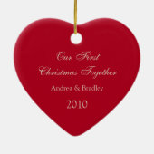 Eerste kerst samen Red Vine Wedding Heart Keramisch Ornament (Achterkant)