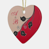 Eerste kerst samen Red Vine Wedding Heart Keramisch Ornament (Links)