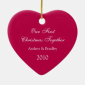 Eerste kerst samen Roze Bloemen Huwelijk Hart Keramisch Ornament (Achterkant)