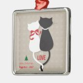 Eerste kerst samen - Schattigee kattenpaarvakantie Metalen Ornament (Links)