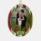 Eerste kerst samen strepen kopen foto keramisch ornament (Rechts)