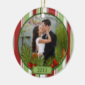 Eerste kerst samen strepen kopen foto keramisch ornament (Links)