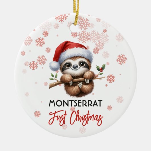Eerste Kerst schattig luiaard baby Ornament (Voorkant)