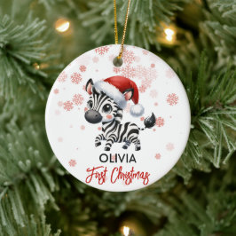 Eerste Kerst schattig Zebra baby Ornament