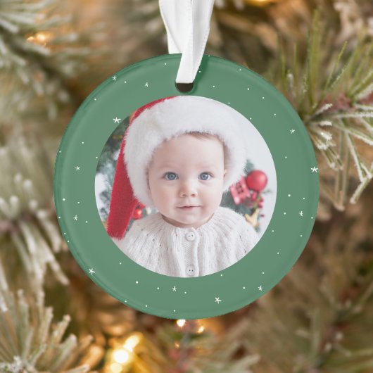 Eerste kerst schattige groene baby foto vakantie ornament (Boom)