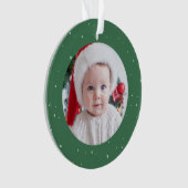 Eerste kerst schattige groene baby foto vakantie ornament (voorkant)