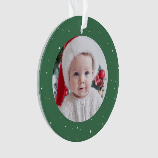 Eerste kerst schattige groene baby foto vakantie ornament (voorkant)