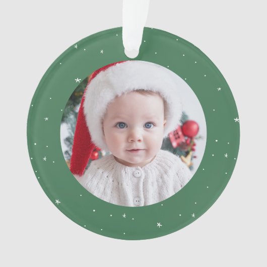 Eerste kerst schattige groene baby foto vakantie ornament (voorkant)