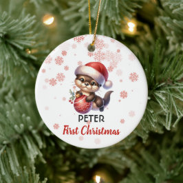 Eerste kerst schattige otter baby Ornament