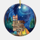 Eerste kerst Schattige paar Passen getrouwd Advent Keramisch Ornament (Voorkant)